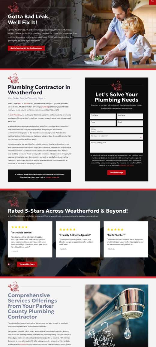 Chris' Plumbing 首页长截图