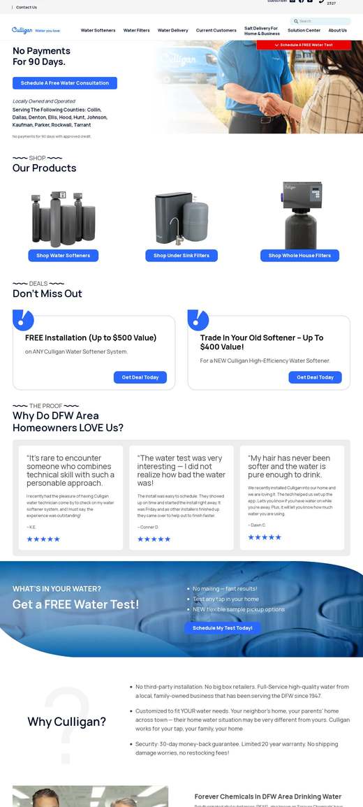 Culligan of DFW 首页长截图