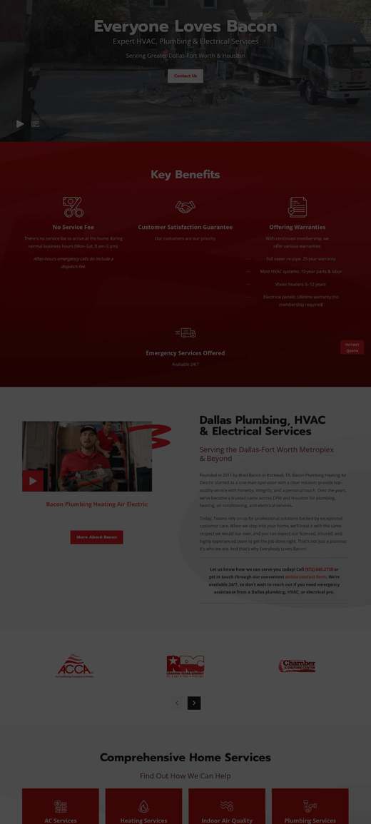 Bacon Plumbing Heating Air Electric 首页长截图