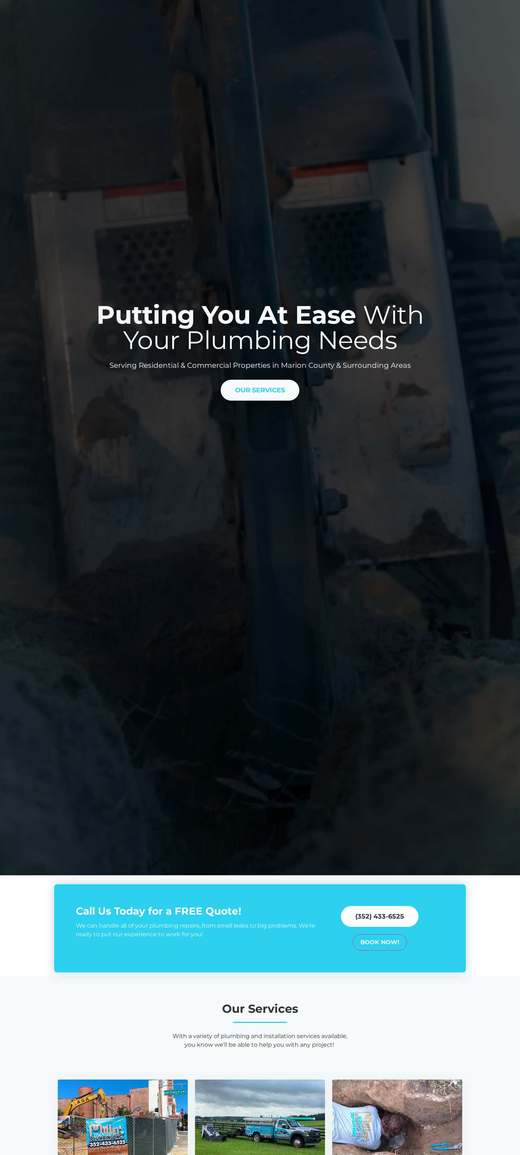 Miller and Sons Plumbing 首页长截图
