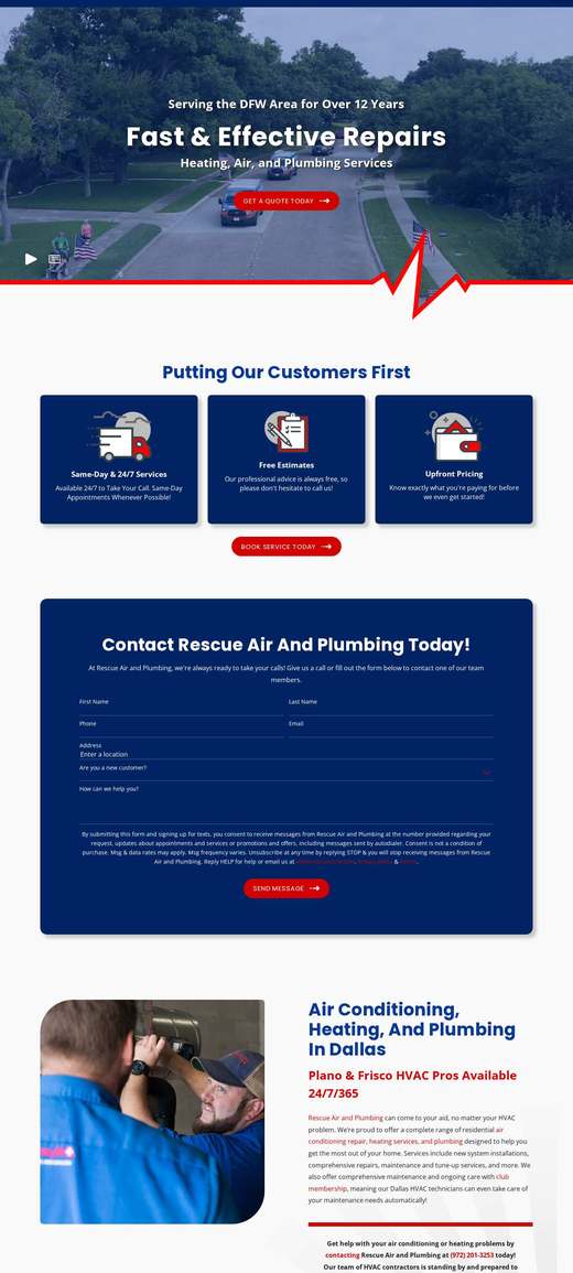Rescue Air and Plumbing 首页长截图