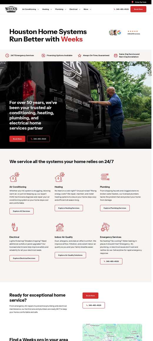 Weeks Service Company 首页长截图