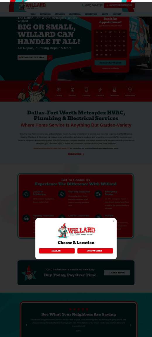 Willard Heating, Cooling & Plumbing 首页长截图